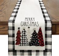 🎄 artoid mode watercolor buffalo plaid christmas trees merry xmas table runner: festive winter holiday decor for kitchen, dining table, and party - 13 x 72 inch logo