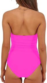 img 1 attached to 👙 BOOSOULY Women's Bandeau Tie Knot Front Cut Out High Waist One Piece Swimsuit