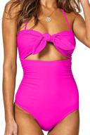 👙 boosouly women's bandeau tie knot front cut out high waist one piece swimsuit logo