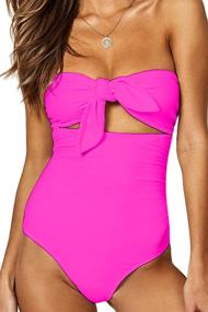 img 3 attached to 👙 BOOSOULY Women's Bandeau Tie Knot Front Cut Out High Waist One Piece Swimsuit