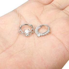 img 1 attached to 💍 Jstyle 2 Pcs 316L Brass Septum Ring Set with Created-Opal | Clicker Nose Hoop - 16G