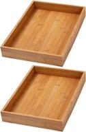 🗃️ efficient storage solution: ybm home bamboo drawer organizer box - 2 pack, 10x14x2 inch - ideal for kitchen, office, bedroom, craft, sewing, and bathroom логотип