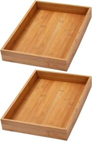 img 1 attached to 🗃️ Efficient Storage Solution: YBM Home Bamboo Drawer Organizer Box - 2 Pack, 10x14x2 inch - Ideal for Kitchen, Office, Bedroom, Craft, Sewing, and Bathroom