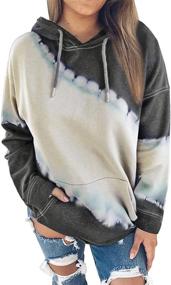 img 4 attached to 👚 Asvivid Women's Tie Dye Print Casual Sweatshirt with Pocket - Fashionable Long Sleeve Drawstring Hoodie