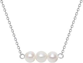 img 4 attached to Delicate Pearl Bar Choker Necklace - Petite June Birthstone Jewelry for Women, Robust Design