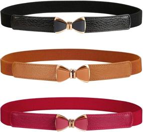 img 4 attached to Skinny Stretchy Ladies Elastic F Black Women's Accessories in Belts