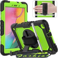 📱 timecity galaxy tab a 8.0" 2019 case for sm-t290/t295 - heavy duty protective case with 360° rotating stand, screen protector, handle, shoulder strap - green логотип