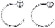 small vintage sterling silver cartilage hoop earrings - 3mm ball studs for women & girls 👂 with sensitive ears - hypoallergenic cuff wrap nose ring hoops - minimalist huggie design - perfect gift logo