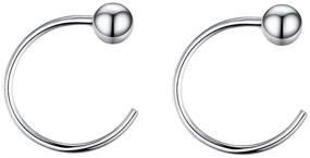 img 3 attached to Small Vintage Sterling Silver Cartilage Hoop Earrings - 3mm Ball Studs for Women & Girls 👂 with Sensitive Ears - Hypoallergenic Cuff Wrap Nose Ring Hoops - Minimalist Huggie Design - Perfect Gift