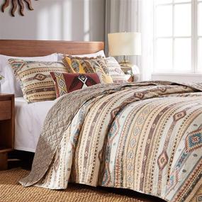 img 4 attached to 🛏️ Barefoot Bungalow Phoenix Quilt Set - 3-Piece King/Cal King, Tan: Luxury Bedding Set for Ultimate Comfort