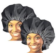 💧 super jumbo shower cap 2 packs - donna premium collection (black) logo