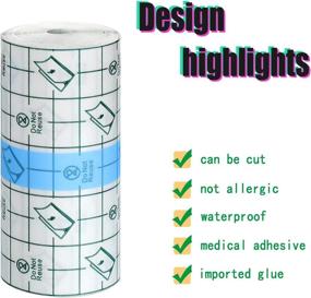 img 2 attached to 🏥 Tondiamo Transparent Stretch Waterproof Bandage - 4 Inch x 15 Yards - Protective Clear Adhesive Dressing Tape