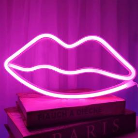 img 4 attached to 💄 Vibrant Lip Light Neon Signs: USB/Battery-Operated Decor for Girls Room, Living Room, Bar & Party - Perfect Home Indoor Christmas Valentines Decoration (Pink)