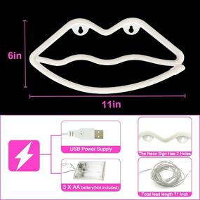 img 2 attached to 💄 Vibrant Lip Light Neon Signs: USB/Battery-Operated Decor for Girls Room, Living Room, Bar & Party - Perfect Home Indoor Christmas Valentines Decoration (Pink)