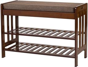 img 4 attached to 👠 Ollieroo Natural Bamboo Shoe Rack and Bench - Stylish Entryway Shoe Storage Solution with Cushion and Amber Finish, Size 28.5" x 11.8" x 19.7