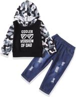 👶 baby toddler boy clothing set – long sleeve hoodie sweatsuit top, ripped jeans long pants – 2 piece outfit for boys logo