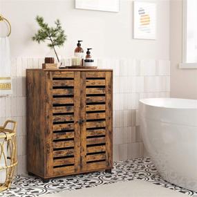 img 2 attached to VASAGLE Rustic Brown Storage Cabinet with Adjustable 🛁 Shelves - Perfect for Bathroom, Living Room, or Hallway