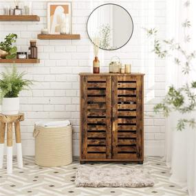 img 3 attached to VASAGLE Rustic Brown Storage Cabinet with Adjustable 🛁 Shelves - Perfect for Bathroom, Living Room, or Hallway