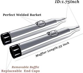 img 1 attached to 🔥 Усовершенствуйте свою поездку с 3,5-дюймовыми агрессивно звучащими глушителями Slip on Mufflers Exhaust Pipes для Harley Softail Standard, Street Bob, Low Rider, Slim, Breakout, Fat Boy 2018-2021 года (хром + черные колпачки)