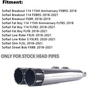 img 3 attached to 🔥 Усовершенствуйте свою поездку с 3,5-дюймовыми агрессивно звучащими глушителями Slip on Mufflers Exhaust Pipes для Harley Softail Standard, Street Bob, Low Rider, Slim, Breakout, Fat Boy 2018-2021 года (хром + черные колпачки)