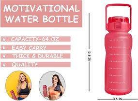 img 3 attached to 💧 Large 64oz Motivational Water Bottle with Time Marker, Leakproof & BPA-Free Half Gallon Water Bottle with Straw & Handle - Ideal for Outdoor Sports by Pura Active