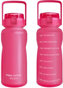 img 4 attached to 💧 Large 64oz Motivational Water Bottle with Time Marker, Leakproof & BPA-Free Half Gallon Water Bottle with Straw & Handle - Ideal for Outdoor Sports by Pura Active