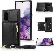 kihuwey galaxy s20 case: stylish crossbody lanyard zipper wallet for samsung galaxy s20 5g black logo