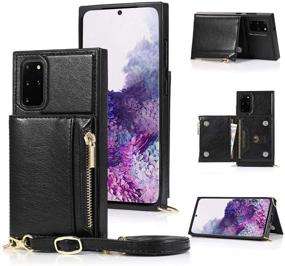 img 4 attached to KIHUWEY Galaxy S20 Case: Stylish Crossbody Lanyard Zipper Wallet for Samsung Galaxy S20 5G Black