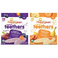 🍠 organic teether wafers variety pack - blueberry & purple carrot, sweet potato & banana - 12 count (2 packs) logo