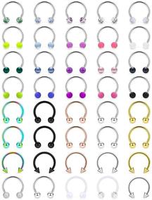 img 4 attached to 📿 36-40Pcs Ftovosyo 16G Surgical Steel Piercing Jewelry Set | Nose Septum Rings, Horseshoe Cartilage Helix Tragus Earrings, Eyebrow Lip Hoops | Retainer for Men Women | 8mm 10mm Sizes Included