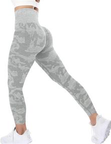 img 4 attached to 👖 YEOREO Women's Seamless Camo Workout Leggings: High Waist, Tummy Control & Compression Tights.