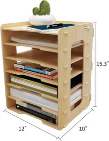 img 3 attached to PUNCIA 7-Tier Wood Office Paper Organizer: Stylish Desk File Holder and Document Sorter for Home, Office, School, and Classroom