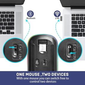 img 3 attached to 🖱 Rechargeable Bluetooth Wireless Mouse, Slim Dual Mode (Bluetooth 5.0 and 2.4G Wireless) with 3 Adjustable DPI for MacBook, Laptop, MacOS 10.10, Android 5.0, Windows 8 or Above