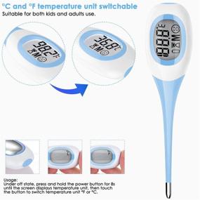 img 2 attached to 🌡️ Accurate Fast Reading Digital Thermometer for Fever, Voice Prompt & Memory, for Adults, Children, and Babies - Blue 1