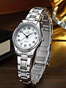 img 3 attached to 🌟 Dazzling Silver Watches: Waterproof Quartz Analog Wrist Watches with White/Black Dial for Women - Stainless Steel Band for Sophisticated Style