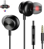 🎧 samzuy wired earbuds with microphone - in-ear headphone earbuds, magnetic design, noise isolating metal earphones, powerful bass sound, 3.5mm jack, black logo