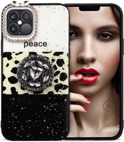 img 3 attached to Aulzaju iPhone 12 Pro Max Case for Women with Ring Kickstand - Luxury, Pretty Bling Diamond 📱 Glitter Girly Hard Back, Cute Gold Sparkle Designer Sleek TPU Edge Bumper Phone Case - 6.7 Inch Cheetah Pattern