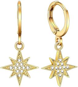 img 4 attached to 🌟 Ldurian Small Hoop Earrings: 14K Gold Plated Huggies with CZ Charms for Delicate Women & Teens