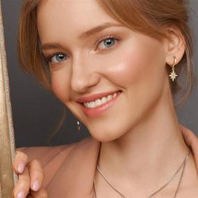 img 2 attached to 🌟 Ldurian Small Hoop Earrings: 14K Gold Plated Huggies with CZ Charms for Delicate Women & Teens