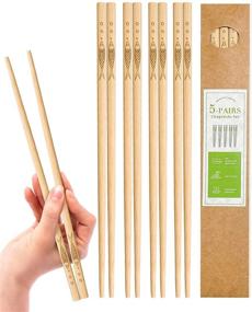 img 4 attached to 🥢 YUNDUOJIA Reusable Bamboo Chopsticks - Classic, Natural & Dishwasher Safe (5 Pairs, 9.8 inches)