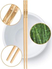 img 3 attached to 🥢 YUNDUOJIA Reusable Bamboo Chopsticks - Classic, Natural & Dishwasher Safe (5 Pairs, 9.8 inches)