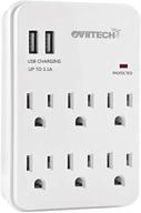 🔌 oviitech 6 outlet extender surge protector with dual 3.1a usb ports, wall mount adapter, multi plug outlets, 6 ac socket outlet splitter, 450 joules surge suppression, white, etl certified logo