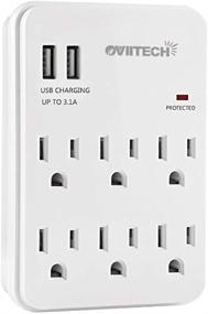 img 4 attached to 🔌 Oviitech 6 Outlet Extender Surge Protector with Dual 3.1A USB Ports, Wall Mount Adapter, Multi Plug Outlets, 6 AC Socket Outlet Splitter, 450 Joules Surge Suppression, White, ETL Certified