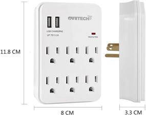 img 2 attached to 🔌 Oviitech 6 Outlet Extender Surge Protector with Dual 3.1A USB Ports, Wall Mount Adapter, Multi Plug Outlets, 6 AC Socket Outlet Splitter, 450 Joules Surge Suppression, White, ETL Certified