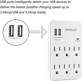 img 1 attached to 🔌 Oviitech 6 Outlet Extender Surge Protector with Dual 3.1A USB Ports, Wall Mount Adapter, Multi Plug Outlets, 6 AC Socket Outlet Splitter, 450 Joules Surge Suppression, White, ETL Certified