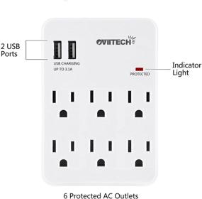 img 3 attached to 🔌 Oviitech 6 Outlet Extender Surge Protector with Dual 3.1A USB Ports, Wall Mount Adapter, Multi Plug Outlets, 6 AC Socket Outlet Splitter, 450 Joules Surge Suppression, White, ETL Certified