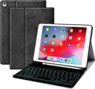 🔌 ipad 9.7 keyboard case - compatible with ipad 6th generation, ipad 5th generation, ipad pro 9.7 inch, ipad air 2, ipad air - detachable 7 color backlit bluetooth keyboard - protective case with pencil holder - black logo