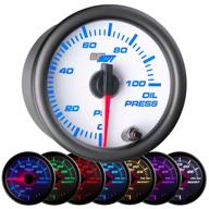 🚗 glowshift 7 color 100 psi oil pressure gauge kit - includes electronic sensor - white dial - clear lens - for car & truck - 2-1/16" 52mm - white variant - enhanced seo logo