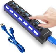 🔌 high-speed multi-port usb hub: 7 port usb 3.0 &amp; 2.0 splitter with on/off switches - ideal for macbook, mac pro, pc, and more! логотип