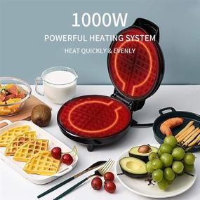 img 3 attached to 🧇 VCJ 8-Inch Round Waffle Maker - 1000W Mini Waffle Iron with Anti-Overflow Design, Non-Stick Coated Plates, Indicator Light, Adjustable Temperature Control